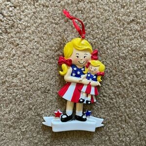 Patriotic Girl With Doll Personalizable Holiday Ornament